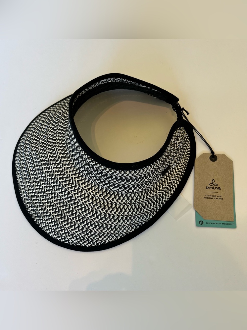 PrAna Brighter Days Visor - Black/White - Adjustable Sun Hat - New With Tags
